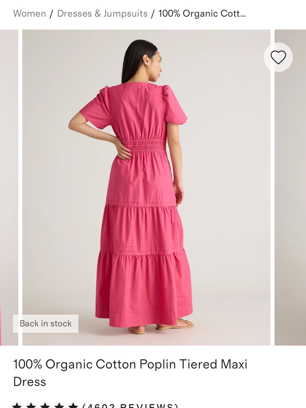 Quince 100% Organic Cotton Poplin Tiered Maxi Dress - Pink - Picture 2 of 11